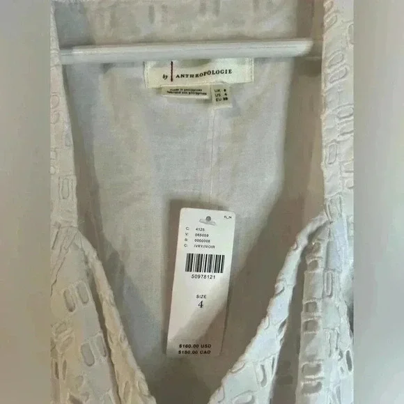 NWT Anthropologie Women’s Ivory Eyelet Lace Belted Romper - Size 4 - Picture 3 of 12